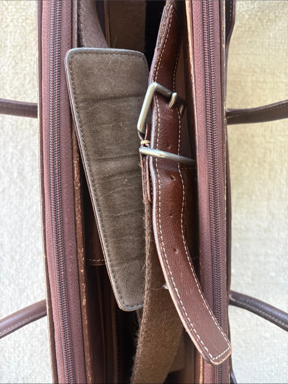 Vintage Cole Haan Brown Leather Briefcase with Shoulder Strap